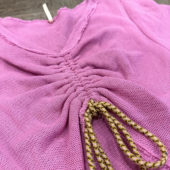 Free People Pink Ruched Crop Top - Picture 2 of 8